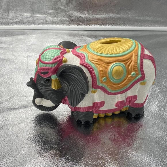Vintage Arnel's Pottery‎ India Parade Elephant Piggy Bank Hand Painted - Picture 12 of 12